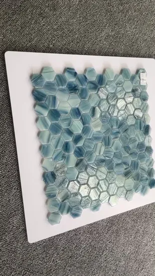 300X300mmm 12inch 3.5mm 4mm 6mm Glossy Blue Swimming Pool Crystal Glass Mosaic Tiles