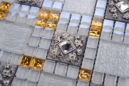 Gold Foil Premium Mosaics Colored Crystal Glass Mosaic