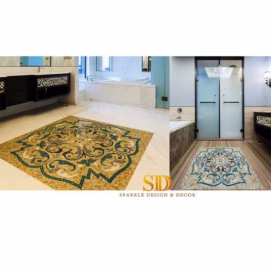 Geometric Style Pool Mosaic Designs Art Glass Mosaic Pattern for Swimming Pool Mosaic Tile Pattern