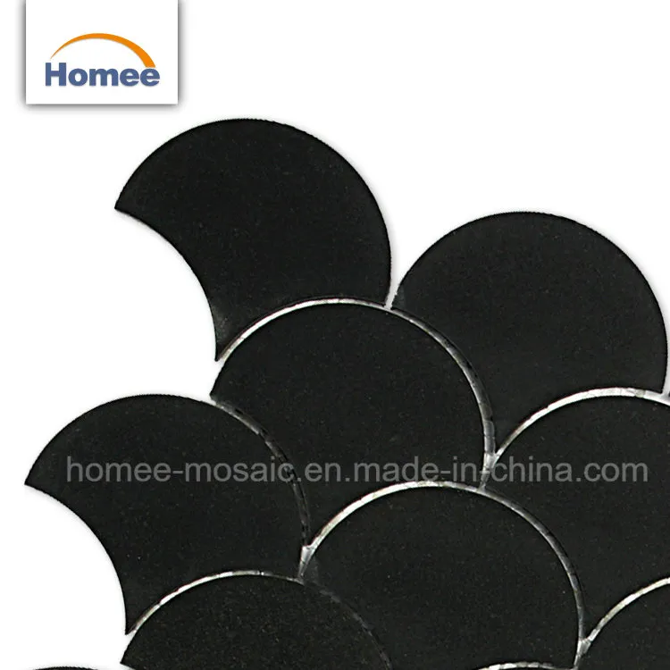 Chinesische billige fächerförmige Backsplash-Mosaikfliesen aus schwarzem Marmor