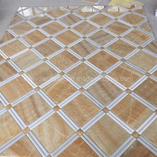 Sechseckige/laternenförmige/quadratische Mosaikfliese aus weißem Marmor aus Holz