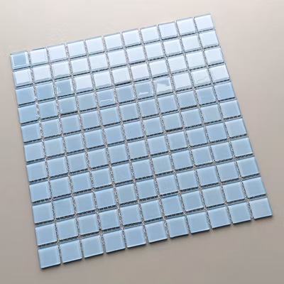 300 x 300 mm, 12 Zoll, 3,5 mm, 4 mm, 6 mm, glänzende blaue Kristallglas-Mosaikfliesen für Schwimmbäder