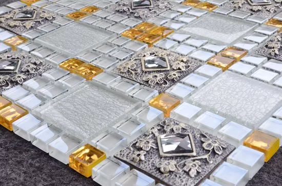 Premium-Mosaik aus Goldfolie, farbiges Kristallglasmosaik