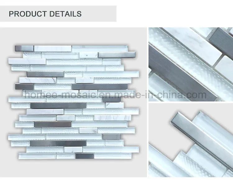 Glaswandfliese Metallic-Glas und Naturstein-Marmor-Mosaikfliese Homee