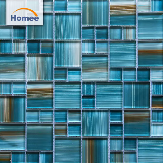 Kristall handbemalte Schwimmbadfliesen Glasmosaik Marineblau