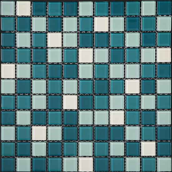 China Factory Supply 23X23mm glänzende blaue quadratische Mosaikfliese für Schwimmbad