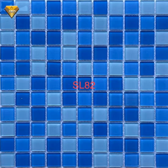 Rutschfeste Glasmosaikfliesen, blaue Glas-Poolmosaik, schillernde Fliesen