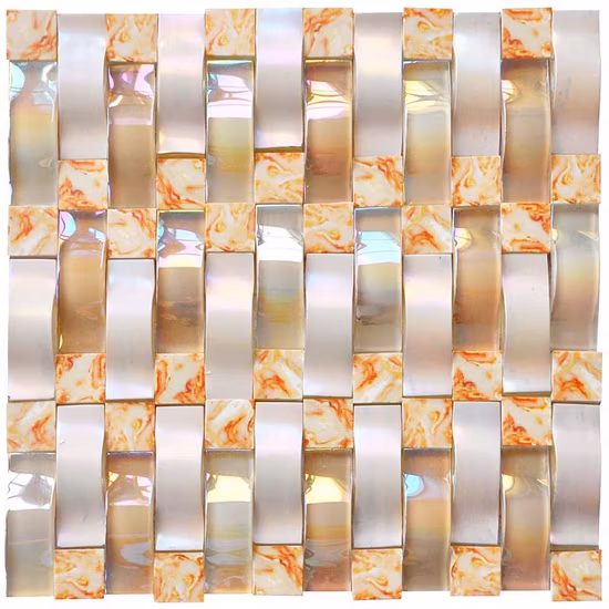 Günstiger Preis: Silber glasierte metallische Porzellan-Mosaikfliesen